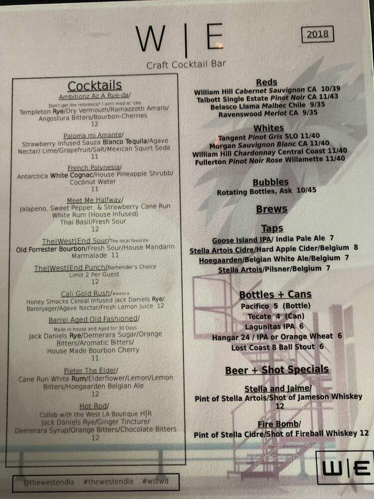 The West End - Los Angeles, CA menu_pic