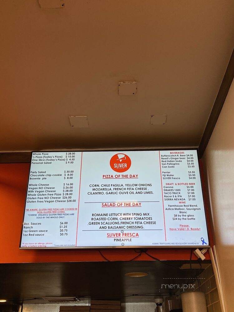 Sliver Pizzeria - Berkeley, CA menu_pic