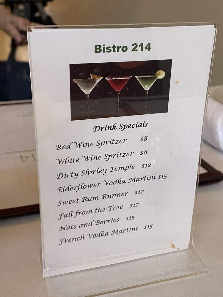 Bistro 214 - Shelby, NC menu_pic
