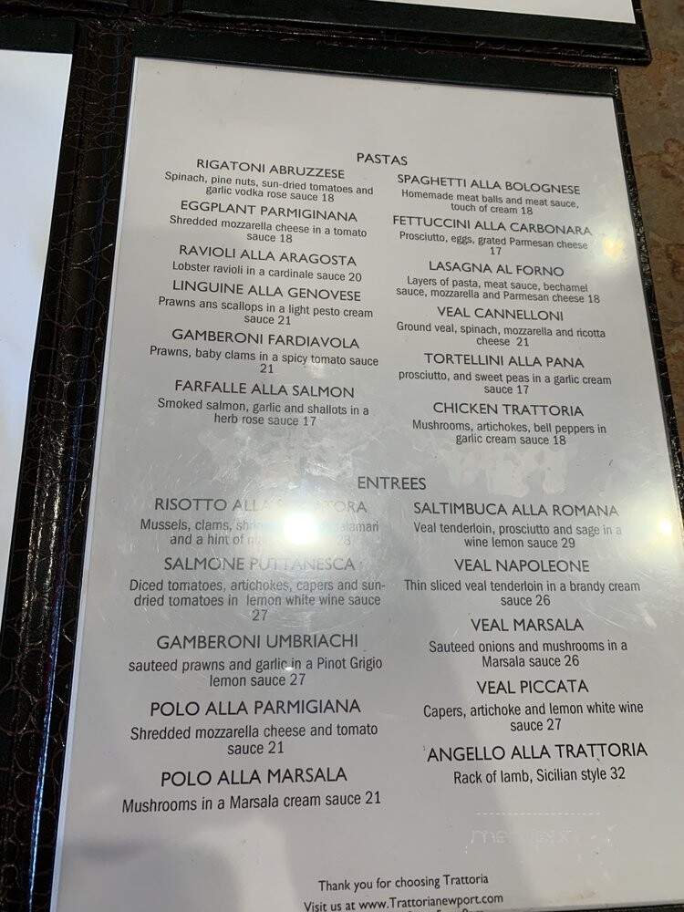 Trattoria Mediterranean - Newport Beach, CA menu_pic