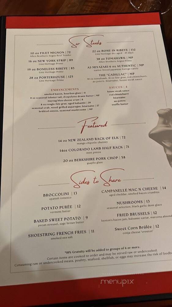 SER Steak Spirits - Dallas, TX menu_pic