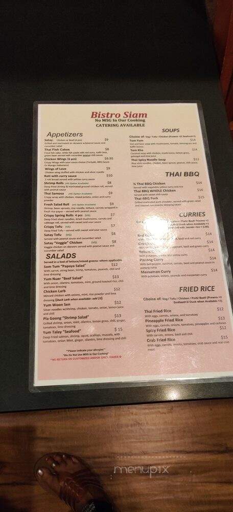 Bistro Siam Restaurant - Santa Clara, CA menu_pic