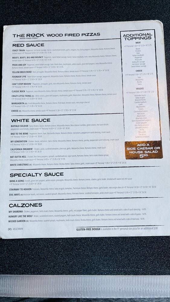 The Rock Wood Fired Pizza - Hillsboro, OR menu_pic