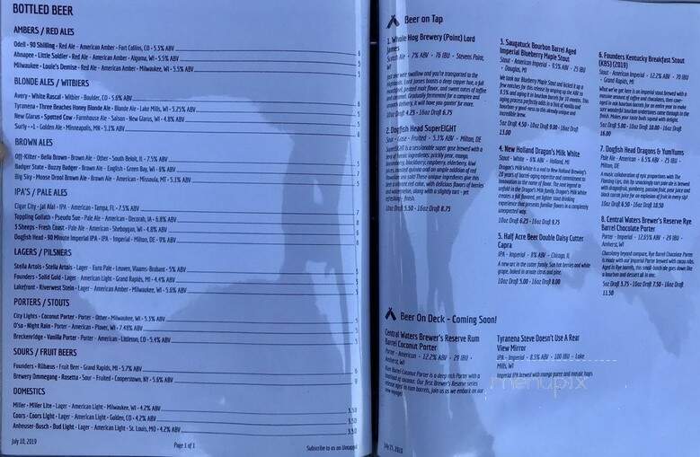 Bottle Room - Green Bay, WI menu_pic