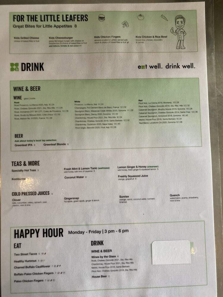 Greenleaf Gourmet Chopshop - Costa Mesa, CA menu_pic