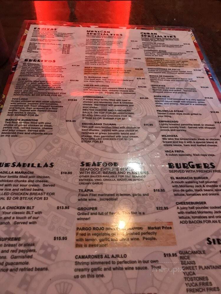 El Mariachi - Coral Springs, FL menu_pic