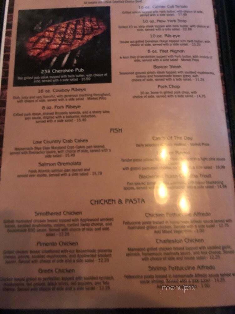 Cherokee Street Tavern - Kings Mountain, NC menu_pic