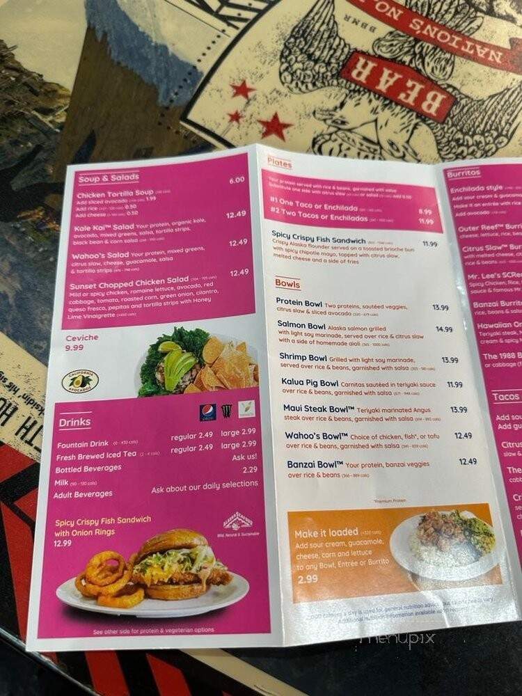 Wahoo's Fish Taco - Orange, CA menu_pic
