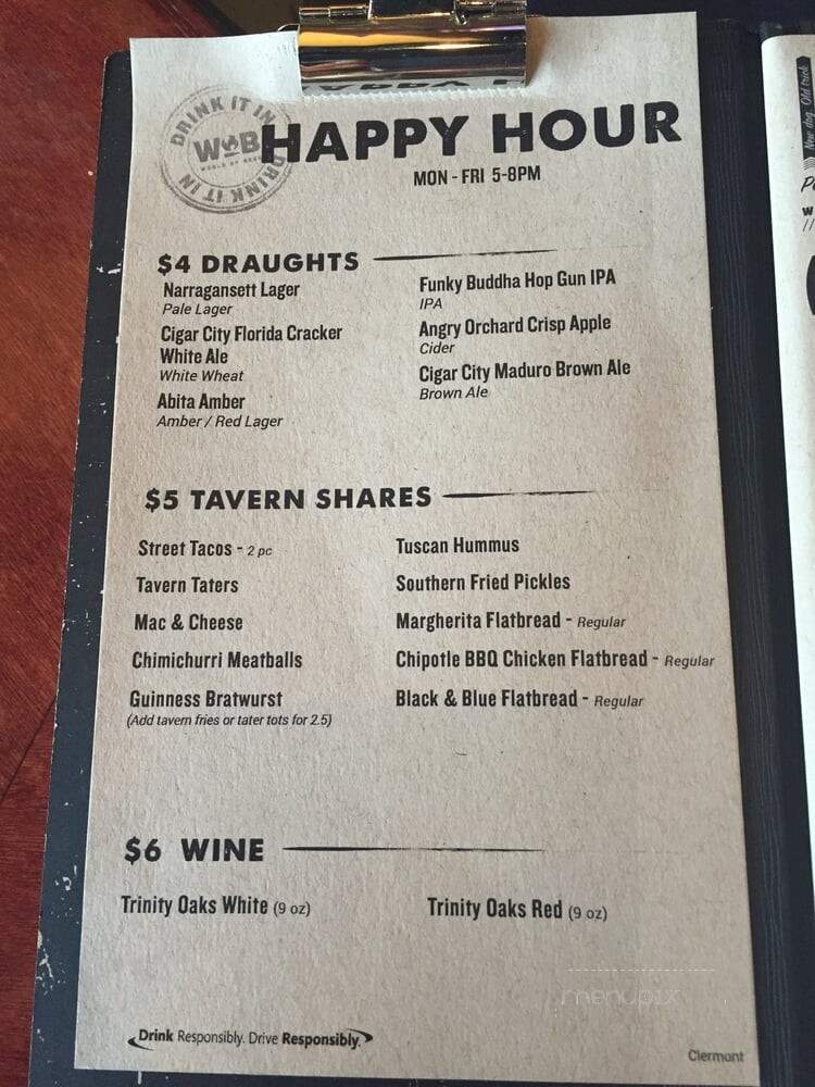 World of Beer - Clermont, FL menu_pic