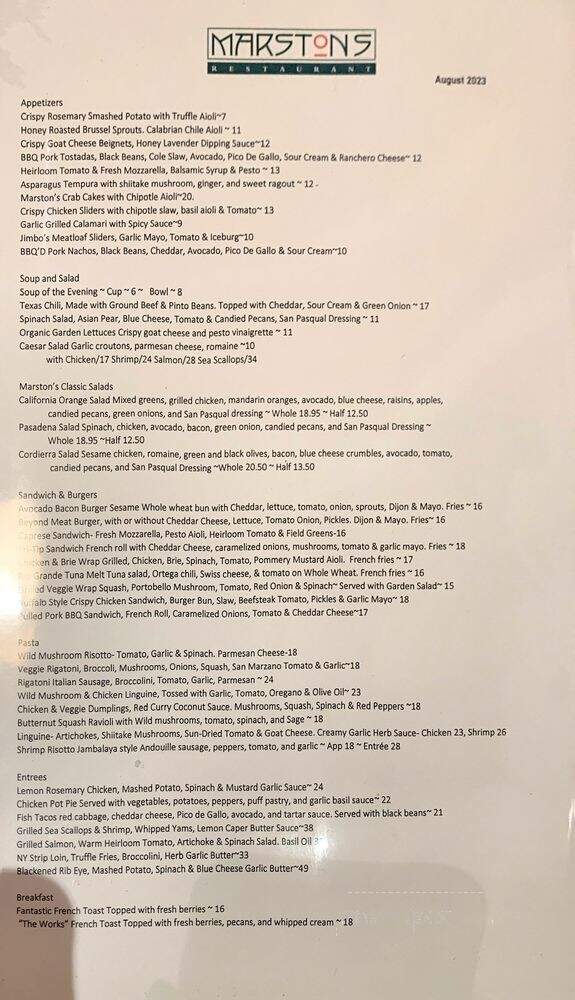 Marston's Restaurant - Santa Clarita, CA menu_pic