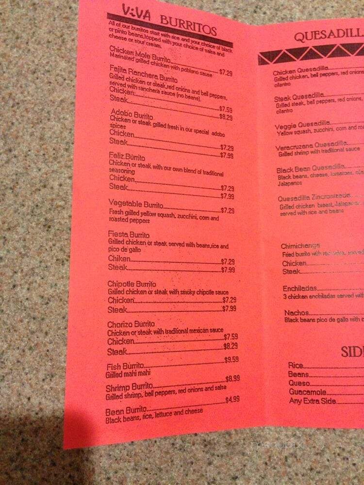 Viva Mexican Grill - Nags Head, NC menu_pic
