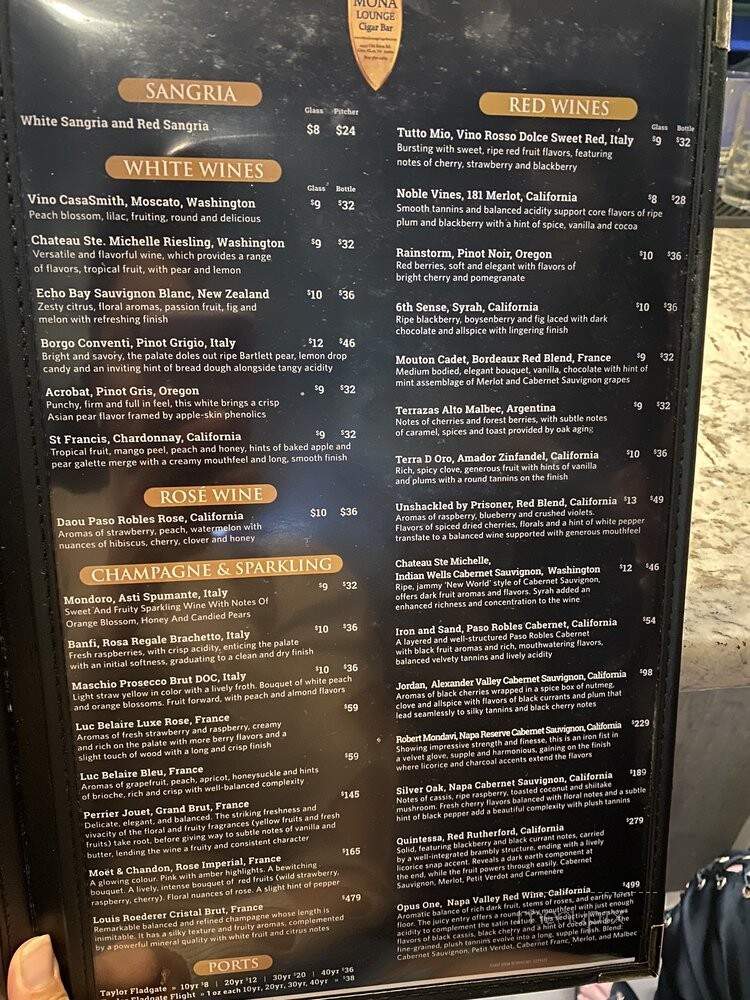 Mona Lounge & Cigar Bar - Glen Allen, VA menu_pic