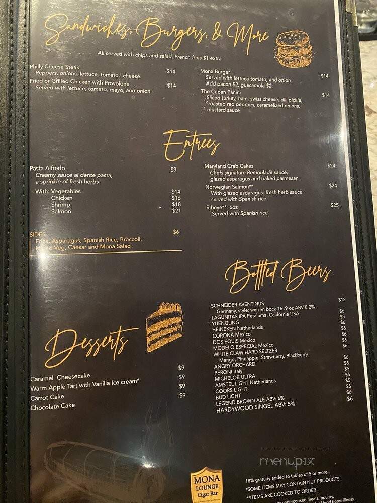 Mona Lounge & Cigar Bar - Glen Allen, VA menu_pic