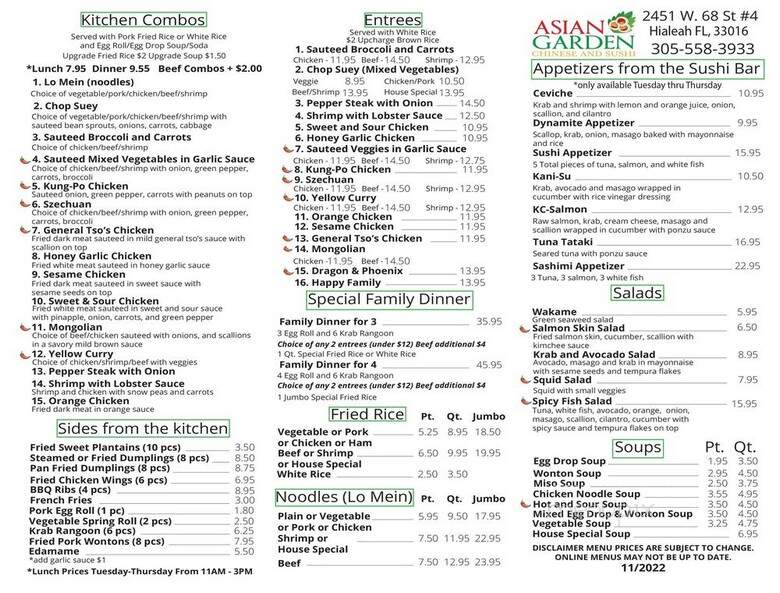 Asian Garden - Chinese Food & Sushi Bar - Hialeah, FL