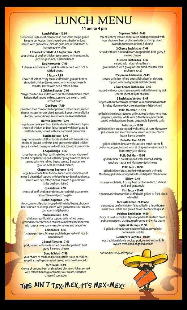 El Chaparro Mexican Bar & Grill - Tomball, TX menu_pic