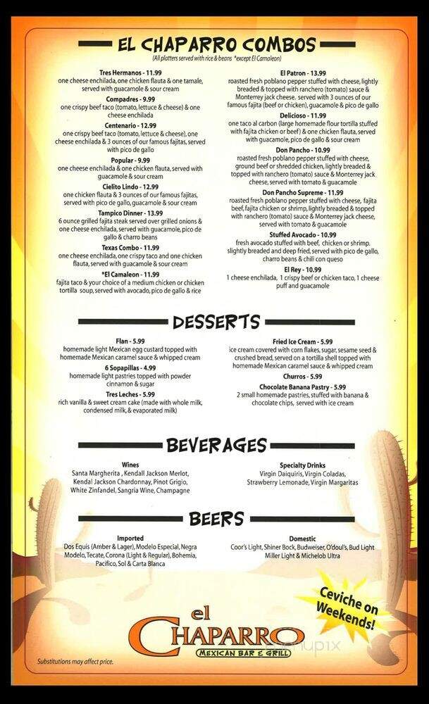 El Chaparro Mexican Bar & Grill - Tomball, TX menu_pic