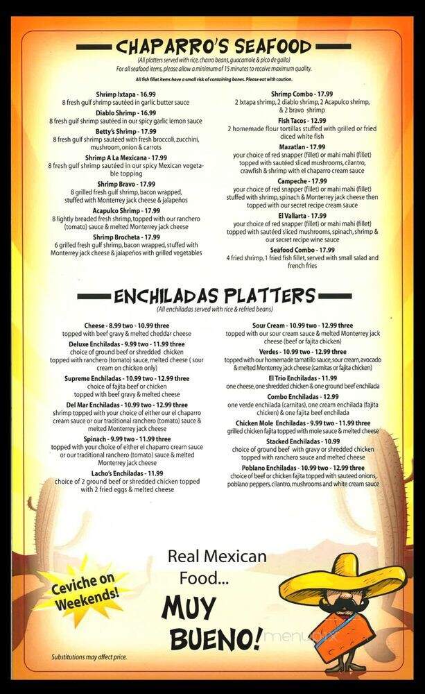 El Chaparro Mexican Bar & Grill - Tomball, TX menu_pic