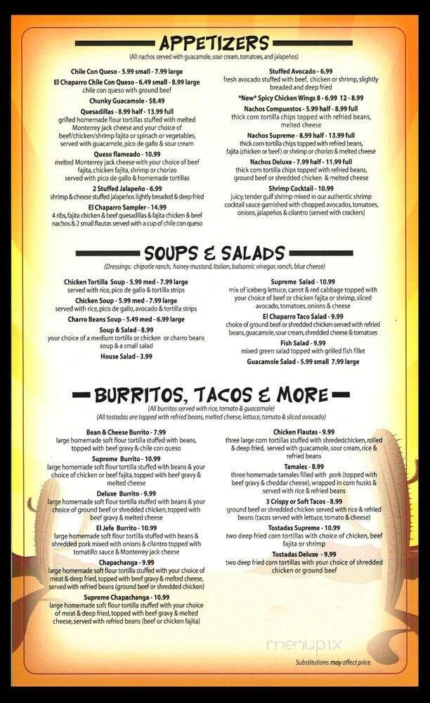 El Chaparro Mexican Bar & Grill - Tomball, TX menu_pic