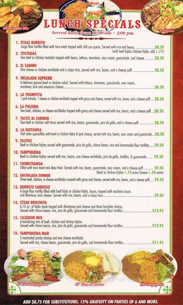 Hacienda Isabel - Tomball, TX menu_pic