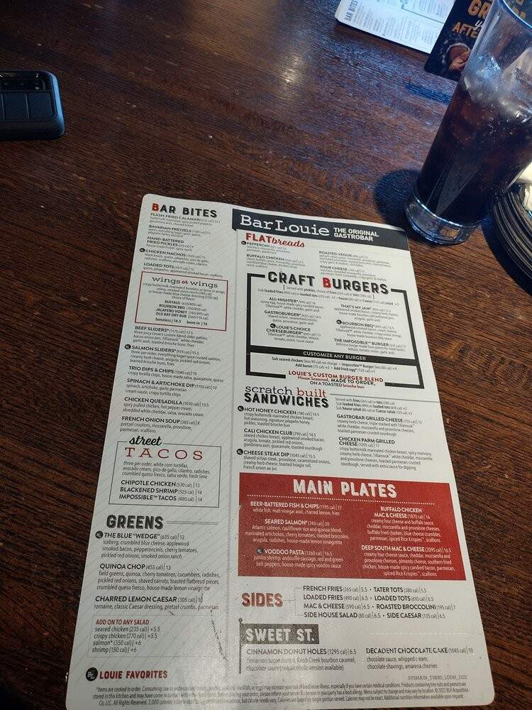 Bar Louie - Nashville, TN menu_pic