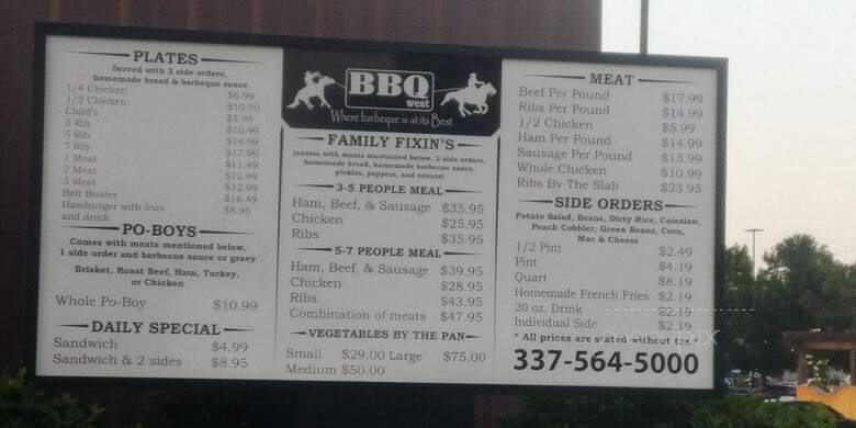 BBQ West - Lake Charles, LA menu_pic
