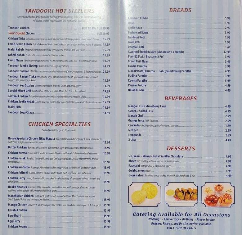 Jassis Tandoori Grill Bar - New Hyde Park, NY menu_pic