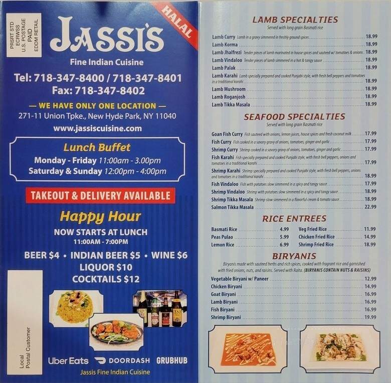 Jassis Tandoori Grill Bar - New Hyde Park, NY menu_pic