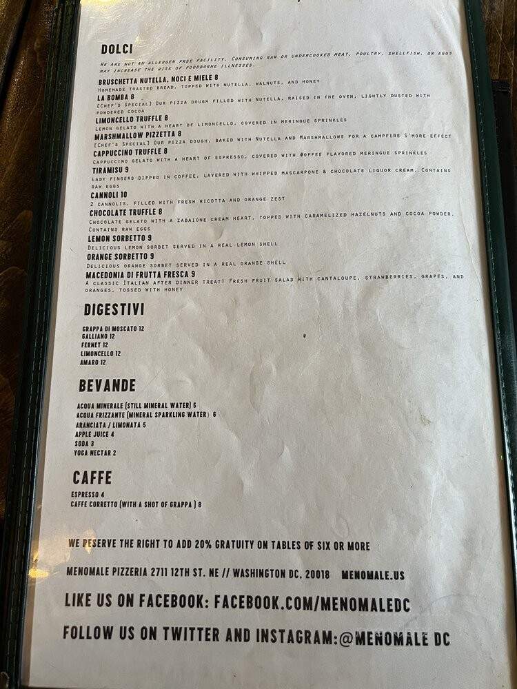 Menomal - Washington, DC menu_pic