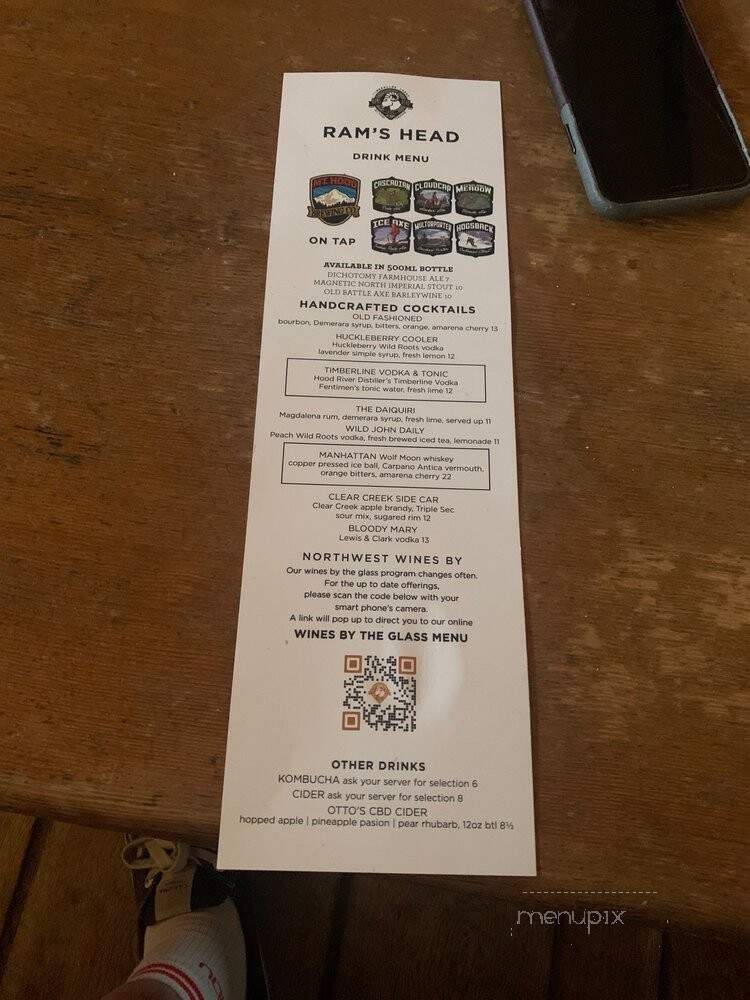 Ram's Head Bar - Government Camp, OR menu_pic