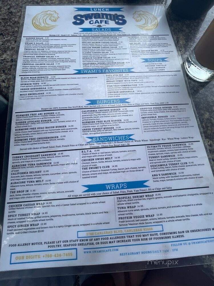 Swamis Cafe - Carlsbad, CA menu_pic