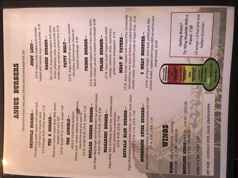 O'Line Sports Grill - Louisville, KY menu_pic