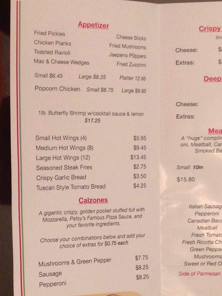 Patsy's Pizza and Italian Catering - Chicago Heights, IL menu_pic