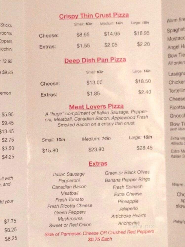 Patsy's Pizza and Italian Catering - Chicago Heights, IL menu_pic
