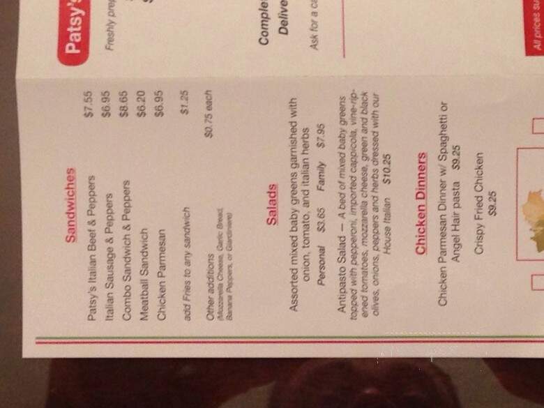 Patsy's Pizza and Italian Catering - Chicago Heights, IL menu_pic