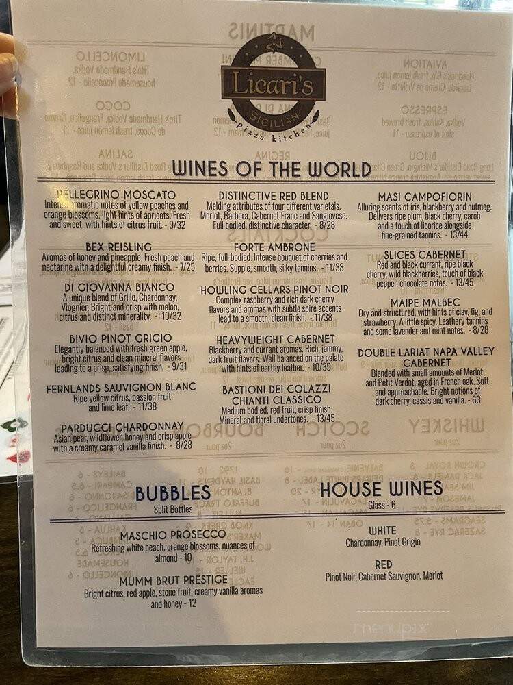 Licari's Sicilian Pizza Kitchen - Grand Rapids, MI menu_pic