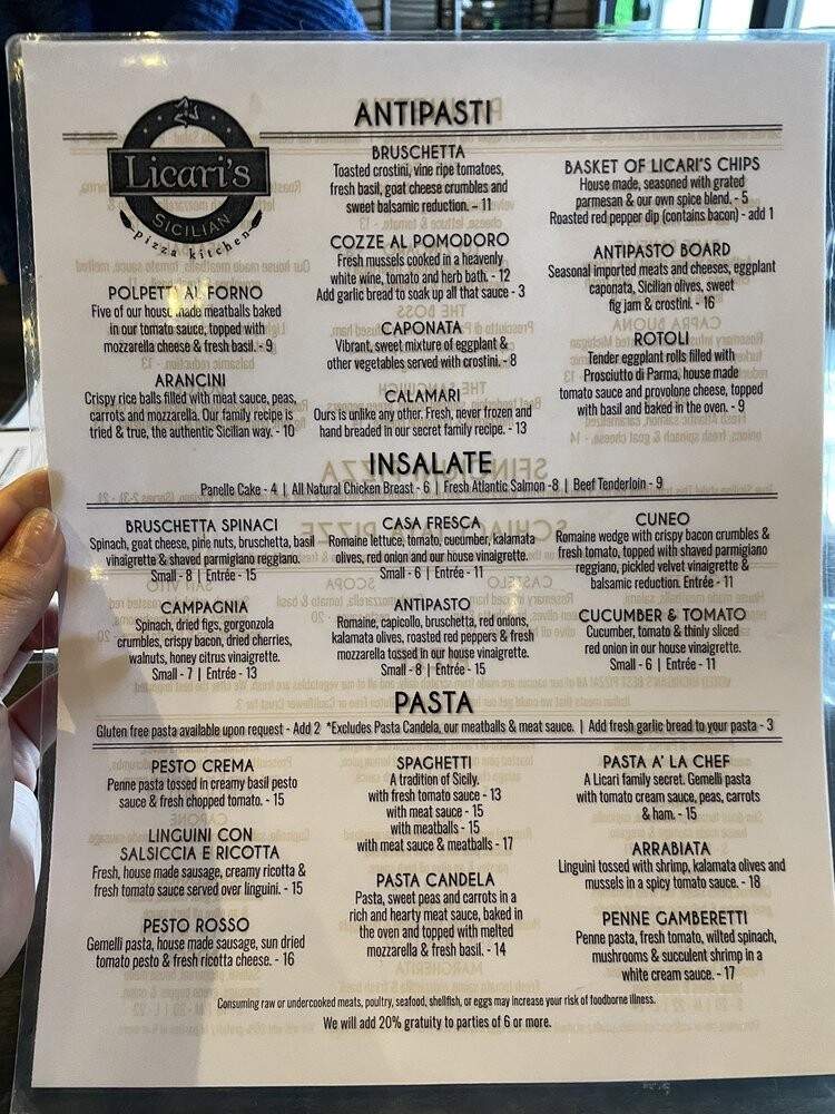Licari's Sicilian Pizza Kitchen - Grand Rapids, MI menu_pic