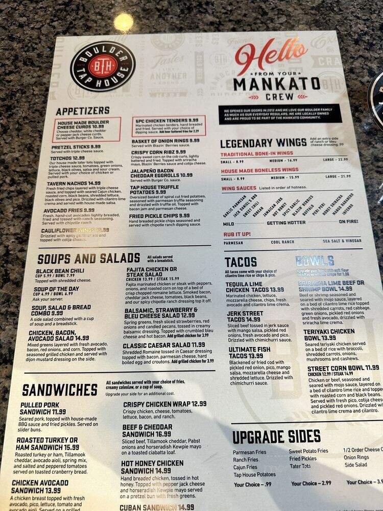 The Boulder Tap House - Mankato, MN menu_pic