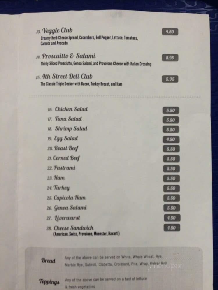 4th Street Deli and Desserts - Fernandina Beach, FL menu_pic