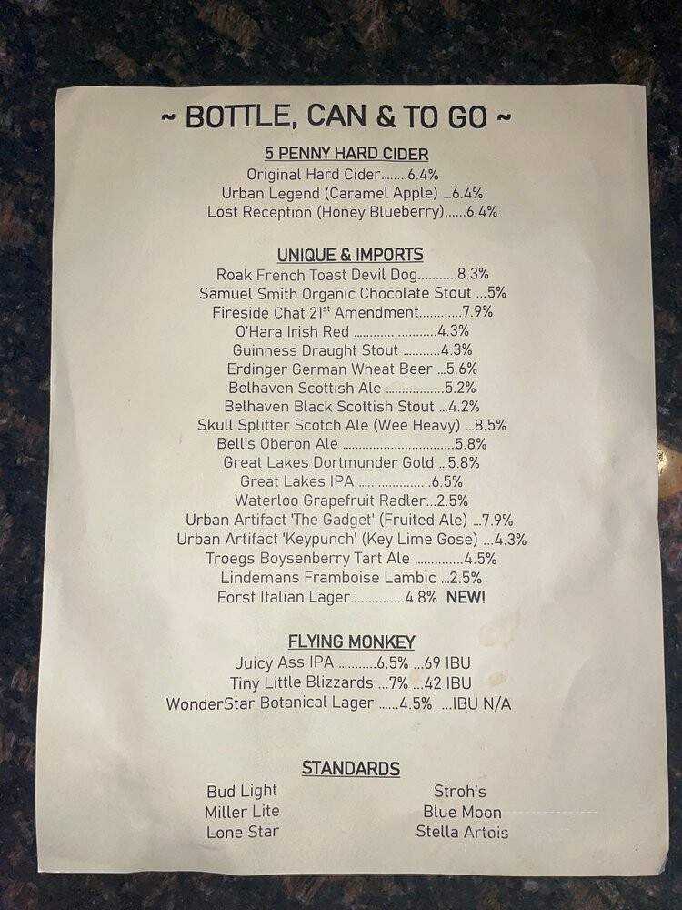 The Happy Grape - Lexington, OH menu_pic