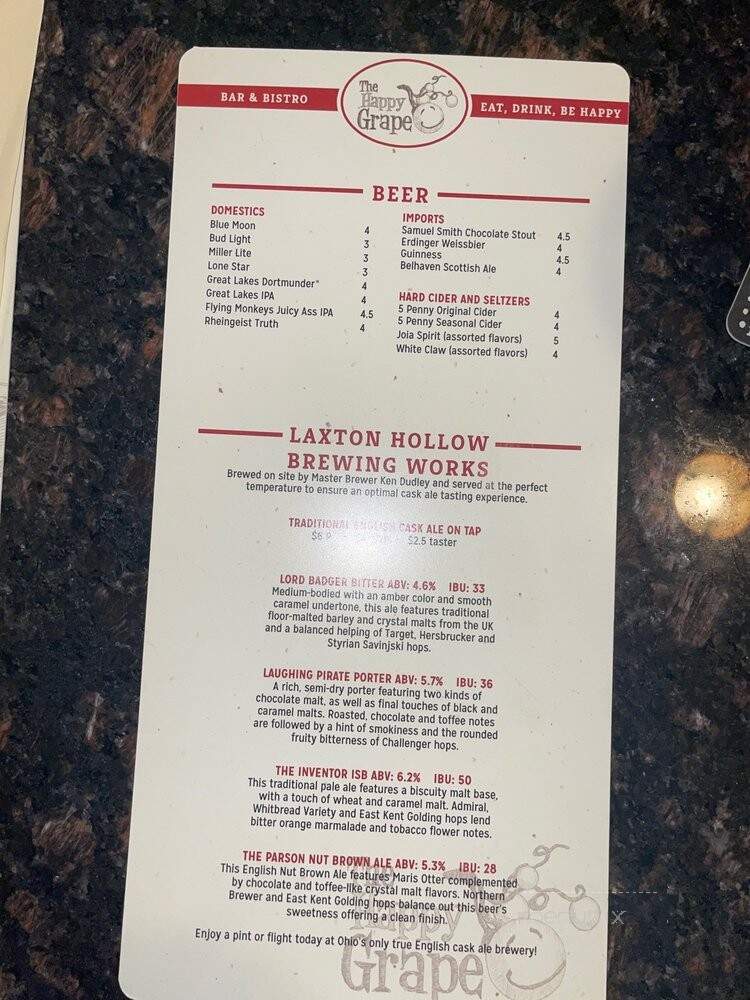 The Happy Grape - Lexington, OH menu_pic