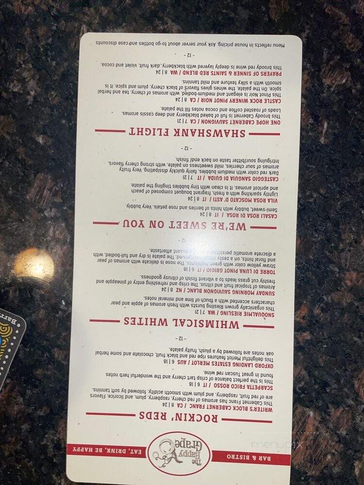 The Happy Grape - Lexington, OH menu_pic