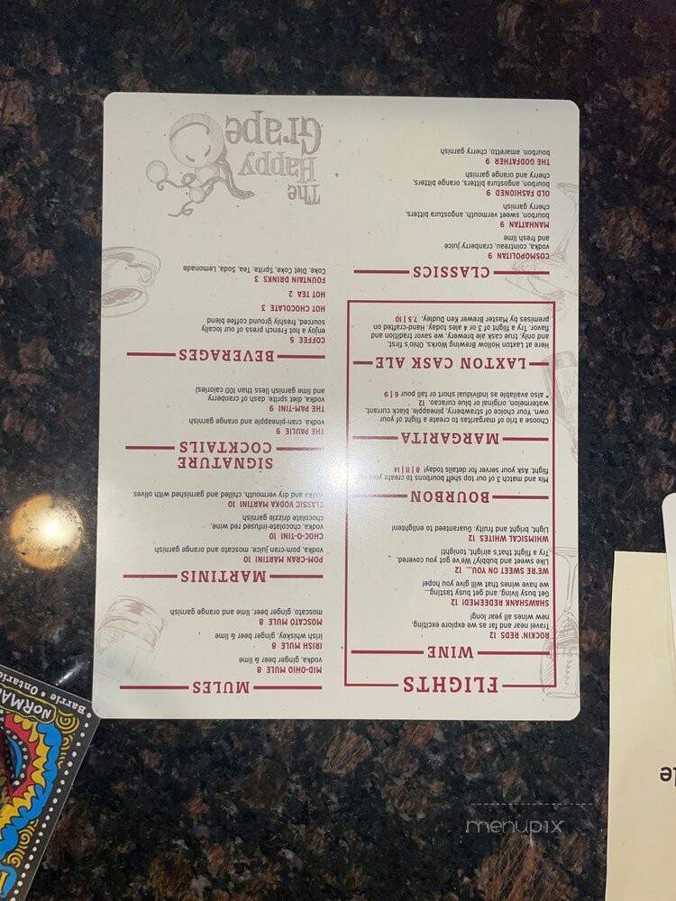 The Happy Grape - Lexington, OH menu_pic