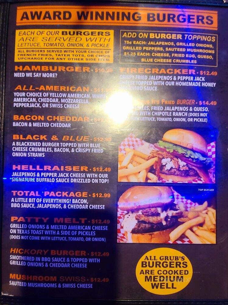 Grubs Bar & Grill - Rogers, AR menu_pic