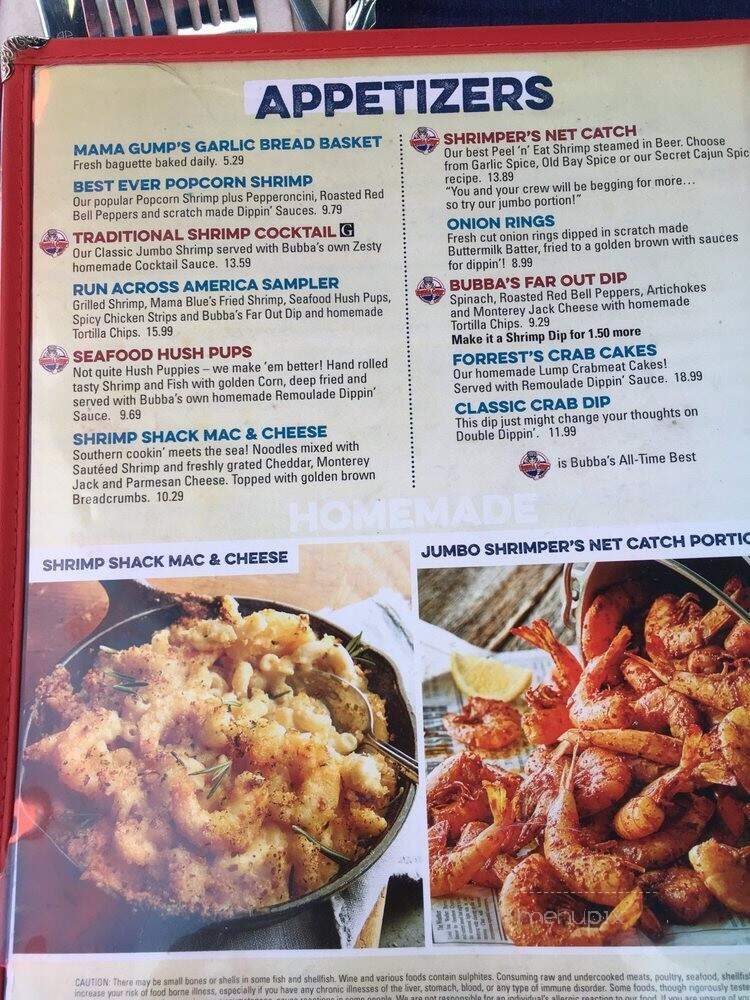 Bubba Gump Shrimp Co - Baltimore, MD menu_pic