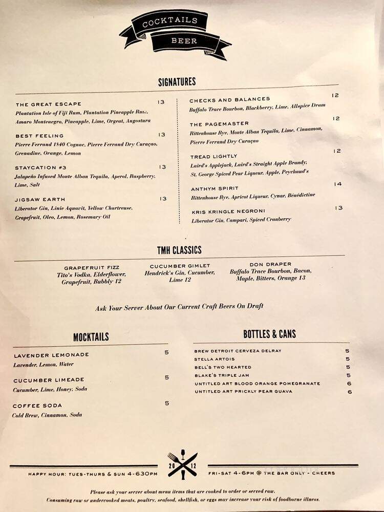 The Meeting House - Rochester, MI menu_pic