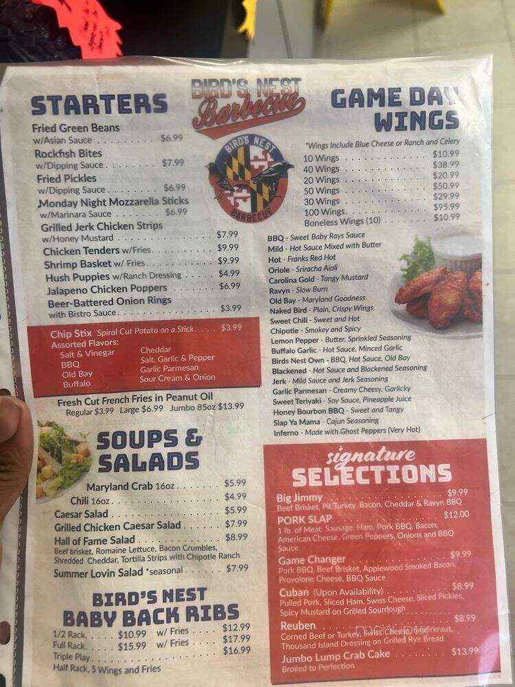 Bird's Nest Barbecue - Bel Air, MD menu_pic