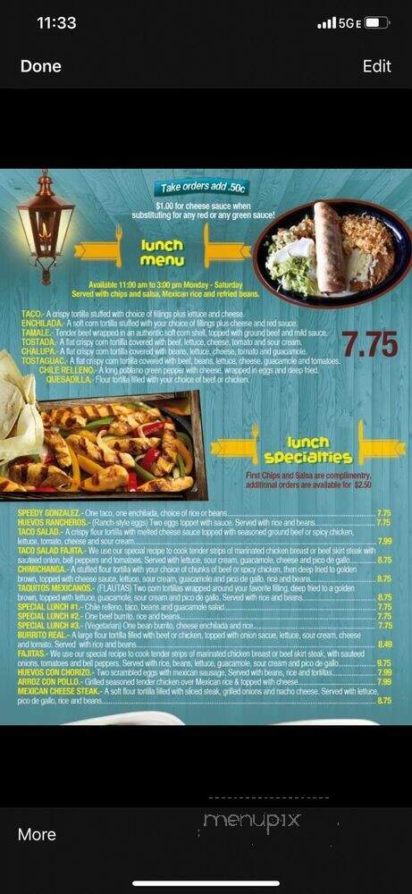 Hacienda Vieja - Anderson, IN menu_pic