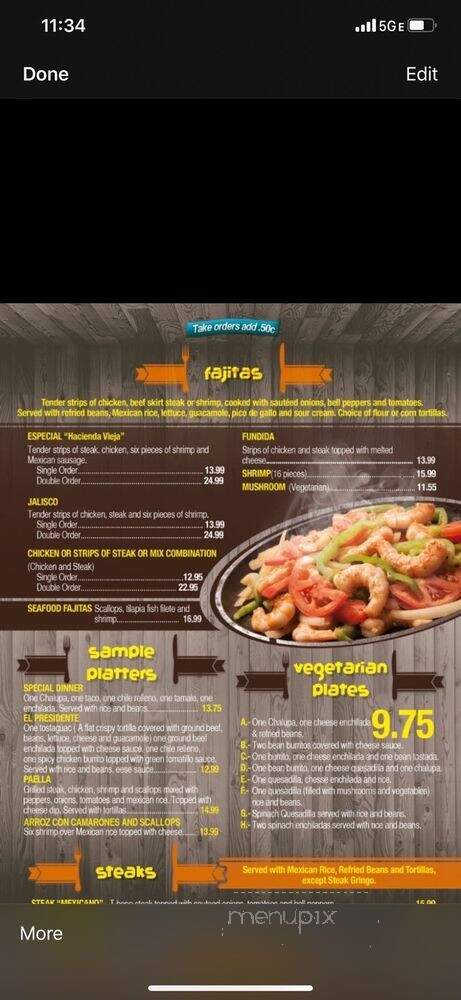 Hacienda Vieja - Anderson, IN menu_pic
