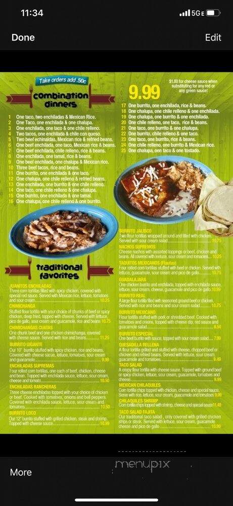 Hacienda Vieja - Anderson, IN menu_pic