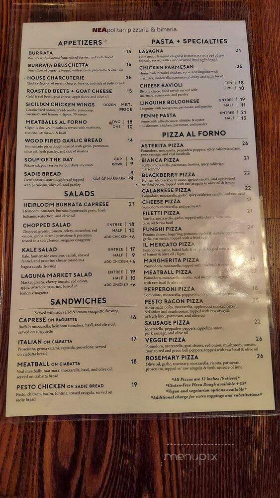 NEApolitan Pizzeria & Birreria - Laguna Beach, CA menu_pic